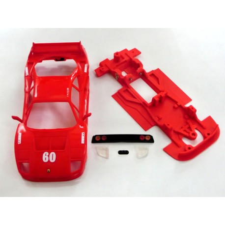 Chasis F40 Block AW con accesorios compatible con Scalextric