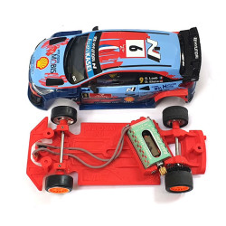 Hyundai i20 WRC Scalextric preparado con chasis Mustang Slot